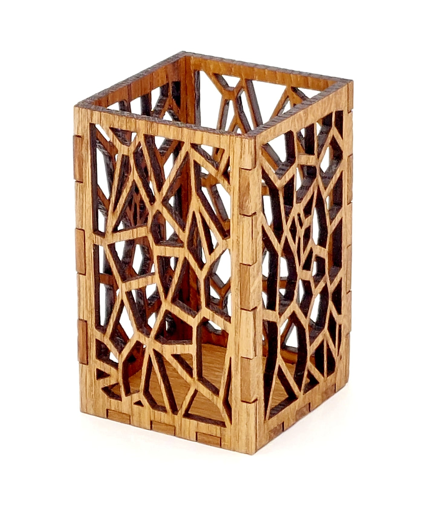 Holz Teelicht / Ambiente Licht aus geölter Eiche mit Geometrischen Formen