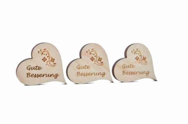 Zirbenherz klein mit Gute Besserung 3er Set