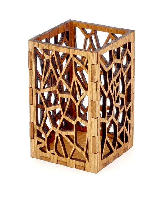 Holz Teelicht / Ambiente Licht aus geölter Eiche mit Geometrischen Formen