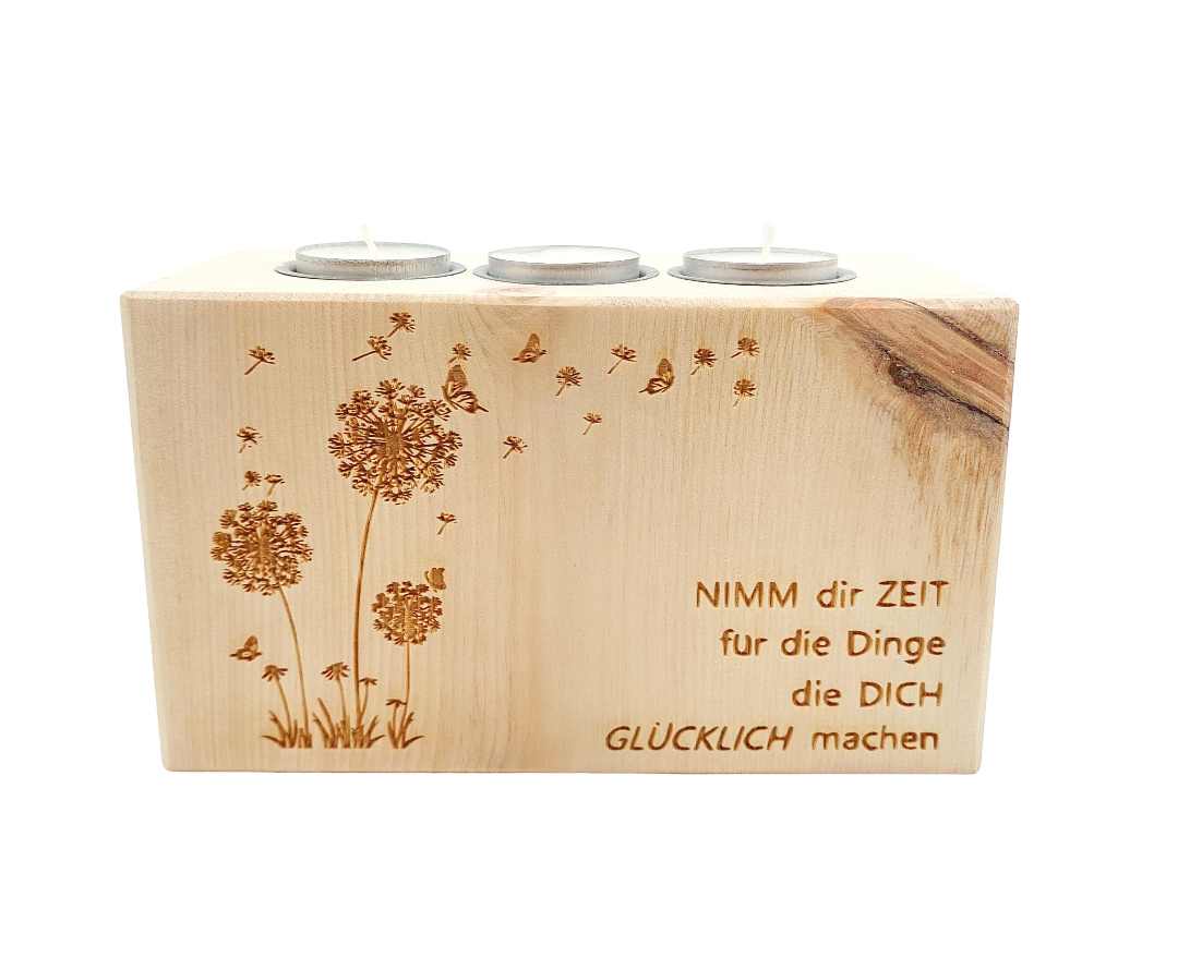 Teelichthalter aus Zirbenholz Nimm dir Zeit...