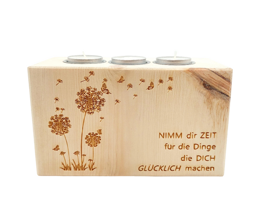 Teelichthalter aus Zirbenholz Nimm dir Zeit...