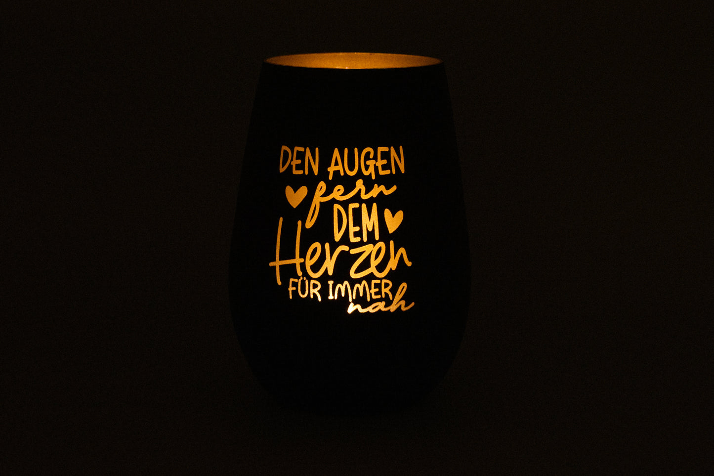 Stölzle ELEMENTS Kristallglas Schwarz/Gold "Den Augen fern, dem Herzen für immer nah"