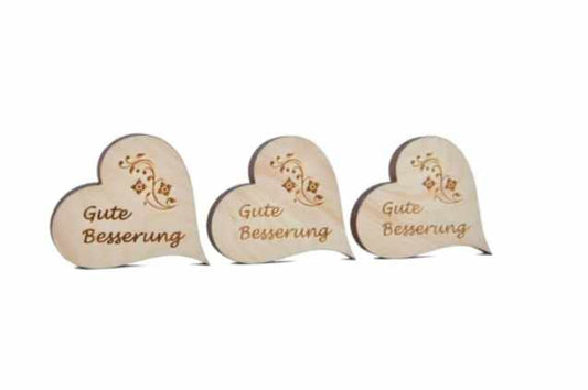 Zirbenherz klein mit Gute Besserung 3er Set