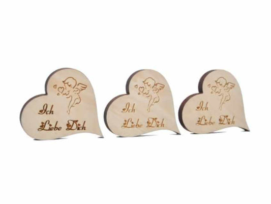 Zirbenherz klein mit Ich Liebe Dich 3er Set