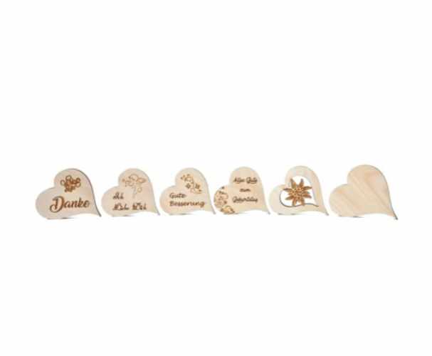 Zirbenherz klein gemischt 6er Set