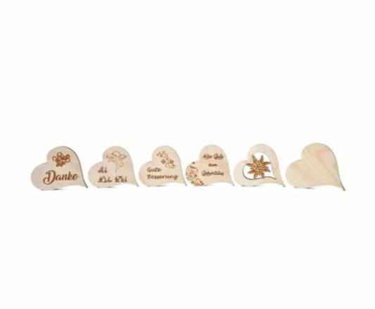 Zirbenherz klein gemischt 6er Set