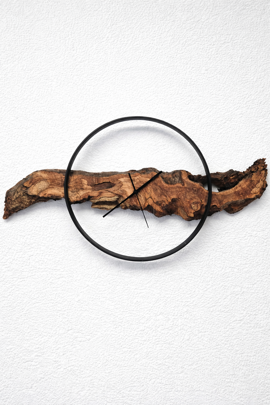 Holz Wanduhr mit Stahlring 00260113