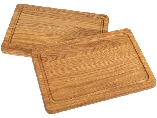 Schneidebrett rechteckig mit Saftrille aus Eiche geölt 30 x 20 x 2 cm