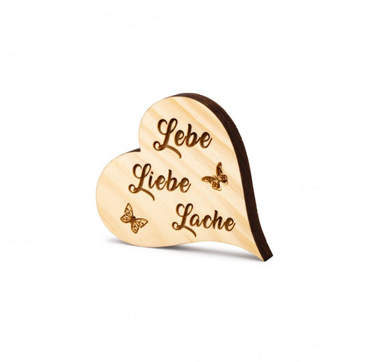 Zirbenherzen Mini Lebe Liebe Lache
