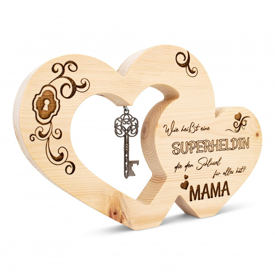 Zirbenherz mit Schlüssel Mama