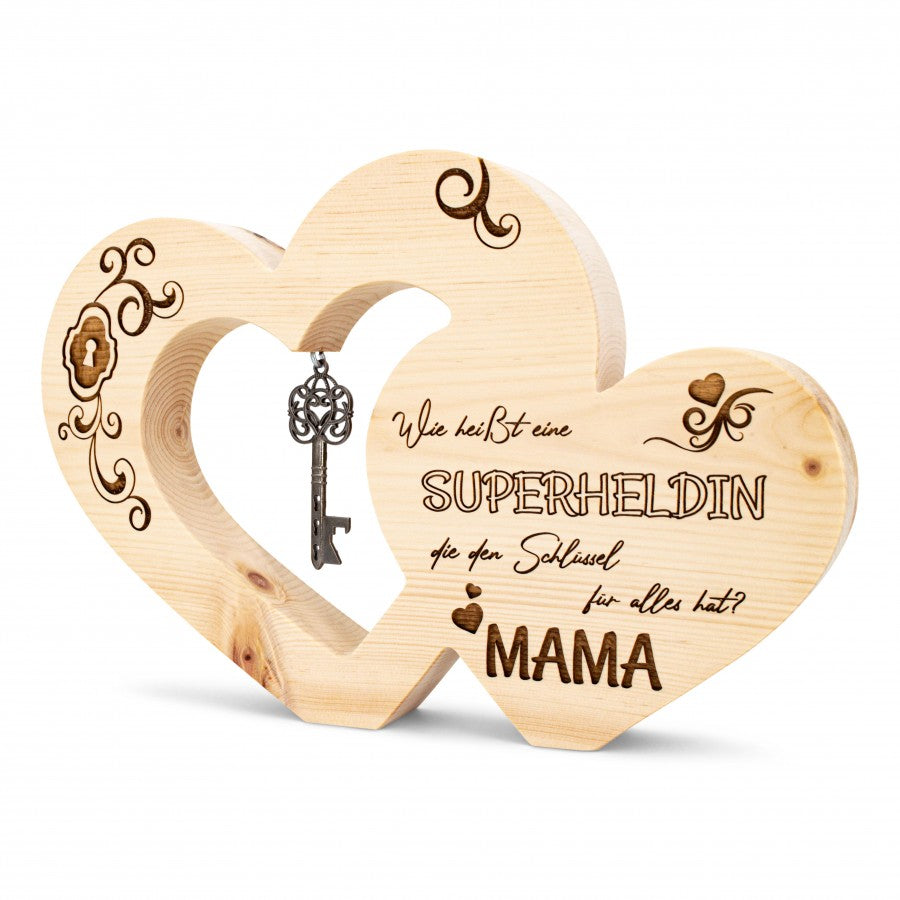 Zirbenherz mit Schlüssel Mama